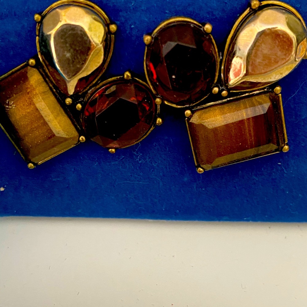 Topaz color cluster pierced vintage Avon earrings